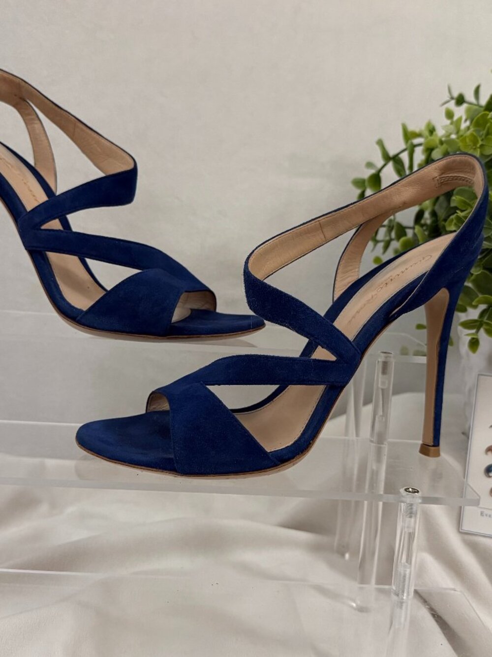 Gianvito Rossi Cobalt Blue Suede Stiletto Sandals IT 37 US 7
